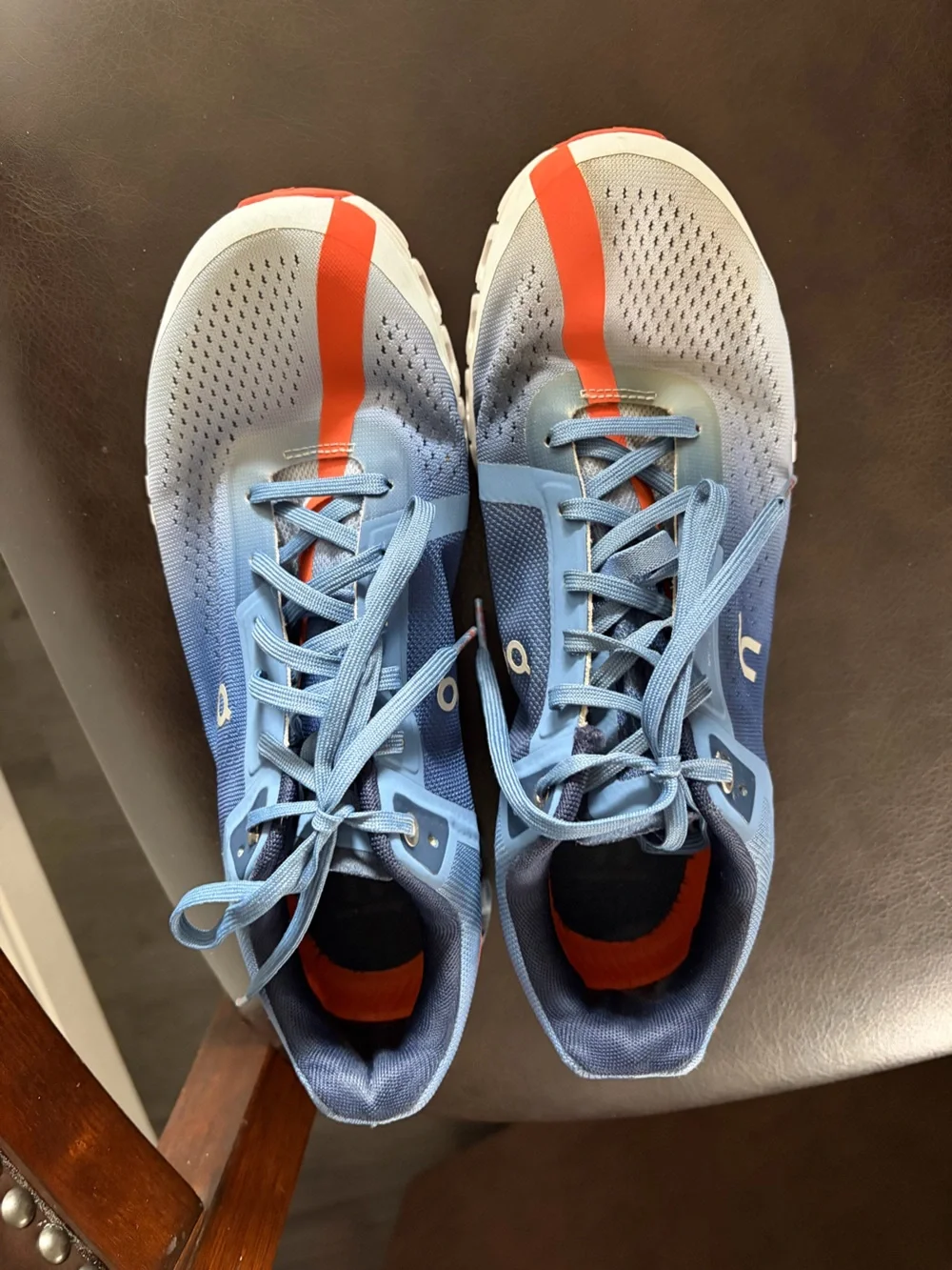 On Running Men’s Athletic Shoes - Blue with Orange Accents